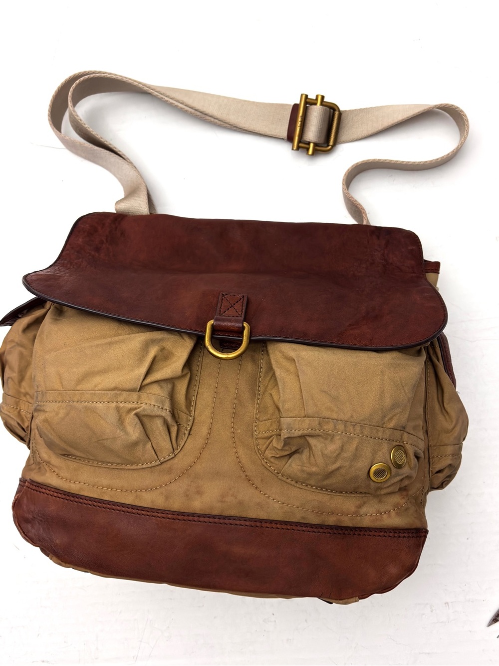 Vintage RARE Ralph Lauren Canvas Leather Cargo Shoulder Bag Oxiblood LRL 1967